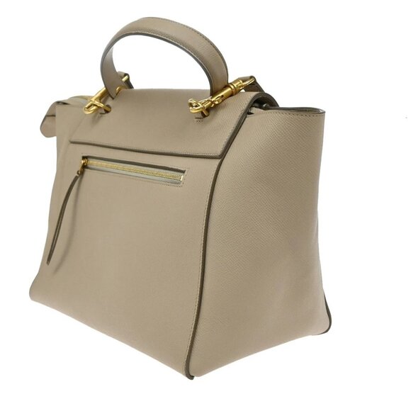 CELINE Logo Belt Bag Mini 2Way Shoulder Hand Bag Leather Beige GHW Italy 42RF556 - Picture 11 of 15